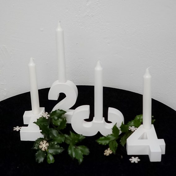 Adventszahlen 1-4 Kerzenhalter aus Keraflott